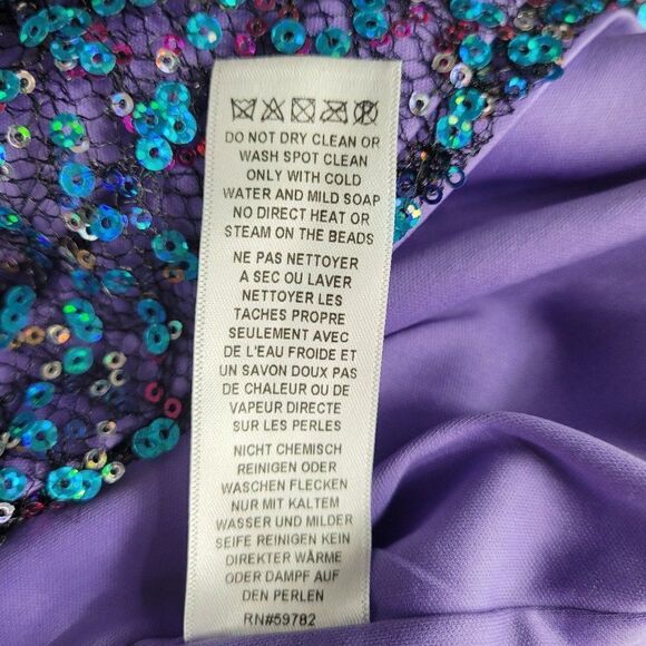 Hailey Logan Dress Mermaid Fairycore Netted Sequin Fit Flare Mini Purple 3/4 - Picture 12 of 13